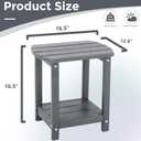 Adirondack Square Outdoor Side Table,2-Tier Storage Patio Side Table, HDPE End Tables for Backyard Pool Porch Garden Lawn, a:Oval 2-Tier