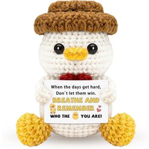 Encouragement Gifts for Women Men Coworker Boss Handmade Crochet Duck Stuffed Animals Stress Anxiety Relief Mental Health Gift for Birthday Valentines Day Graduation Home Decor