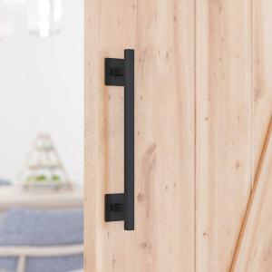 SMARTSTANDARD 12 Antique Rustic Handmade Barn Door Handle, Black Flush Square Base Handle Pull, for Gate, Garage, Sheds