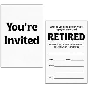 2 x LyoGao Funny Retirement Party Invitations With Envelopes (20 Pack) - Retired Party Fill in Invites Cards