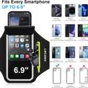 Cell Phone Running Armband with Zipper Pocket Armband Case Running Holder for iPhone 16 Pro Max/15/14 Pro Max/13/12 /11 Pro Max/XS/XR,Galaxy S20 S10,Sweatproof Arm Band with Card/Key Bag