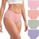 INNERSY Women's Cotton Underwear High Waist Ladies Briefs Full Coverage Panties 4-Pack, XL