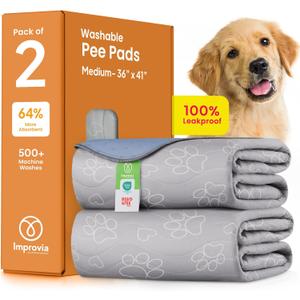 IMPROVIA Reusable Puppy Pad  Waterproof, Extra-Absorbent, Washable Pee Pad for Dog Training, Whelping, & More  Protect Your Floors & Pet with Quick-Drying Potty Pad (Medium - 36"x41")