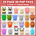24PCS Valentines Day Cards for Kids School Classroom with 3D Animal Pop Suction Toys Valentine Day Exchange Gifts Bulk Fidget Toys for Toddlers Boys Girls Valentine's Party Favors Goodie Bag Stuffers