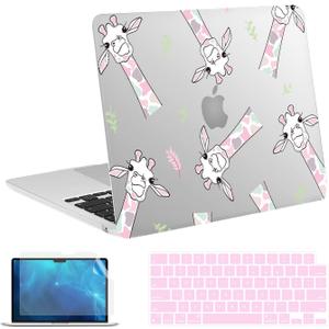 Instellar Compatible with MacBook Air 13.6 inch Case 2023 2022 Release M2 A2681 with Liquid Retina Display, Non-Slip Fully Vented Hard Shell Case+Keyboard Cover+Screen Film, (Cute Giraffes)