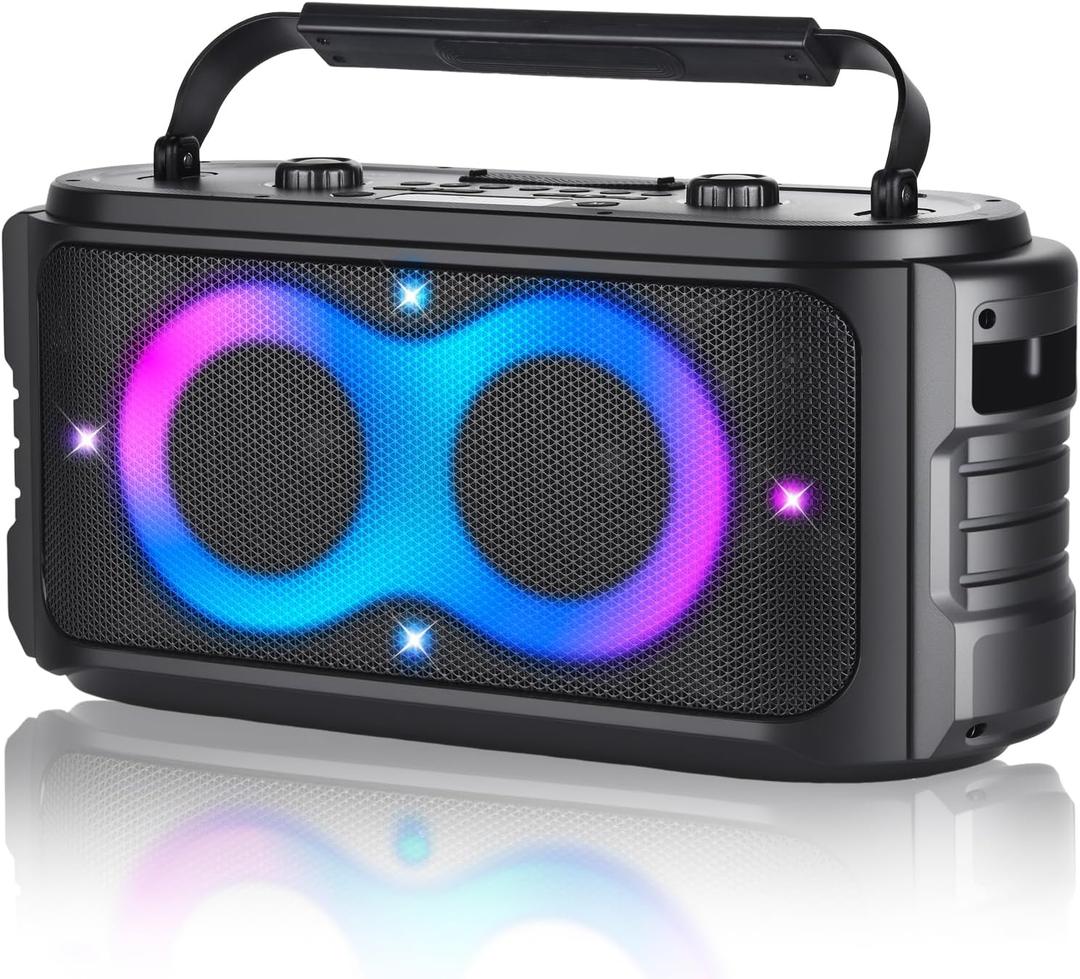 Portable Bluetooth Speaker 300W Peak Big Powerful Loud Sound Deep Bass Large Wireless Boombox with Subwoofer DSP Led Light for Home Party Outdoor Gatherings Camping Backyard