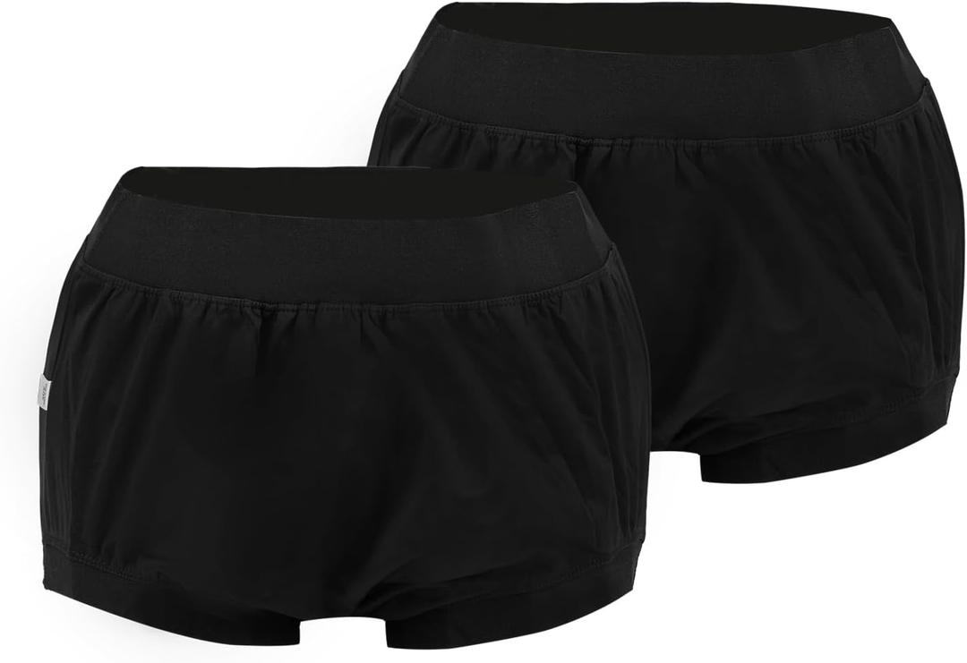 Adult Plastic Pants Diaper Cover, High Waist Rubber Incontinence Pant Washable, Reusable Plastic Underwear Waterproof Panties (Black 2 Pcs, XL)