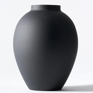 Black Vase for Home Decor - Tall Ella Flower Vase for Centerpieces, Table & Mantel Decorations - Large Round Iron Vase 9 Inch - Matte Black Vases for Flowers & Pampas Grass