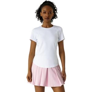 Workout Tops for Women Athletic Tops Short Sleeve Shirts-Cropped Slim Fit Gym Running Yoga T Shirts (White, S)