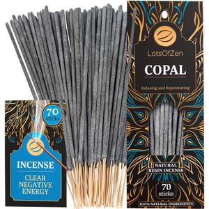 Copal Incense Sticks Smudge Kit (70 pcs)  100% Pure Long Burning White Copal Resin Day of The Dead Incense from Mexico