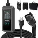 Level 1&2 EV Charger 2026 Upgraded, 110V240V, 8-16Amp Adjustable Current & Timer, NEMA 5-15 & 6-20 Plug, 25Ft EV Charging Cable, SAE J1772 Compatible for All PHEV/EV(Tesla Requires Adapter)