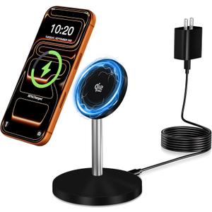 Magnetic Wireless Charging Station,25W Fast Charger 6FT Mag safe Wireless Station Pad,[Qi2.2 Certified] 360 Charger Stand for iPhone 17/17 Pro/Air/17 Pro Max/16 Pro Max/15/14/13/12, AirPods Pro 2/3/4, Black