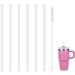 Replacement Straws Compatible With Stanley 20oz Quencher H2.0 Tumbler with Handle Tumbler, with 1 Brush (6 Pack for 20oz)