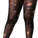 XIUSEMY Women Sexy Tights Fishnet Stockings Patterned Leggings Thigh-High Black Socks Lace Pantyhose (One Size)