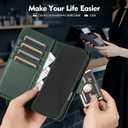 Compatible with iPhone 16 Pro Genuine Leather Case Wallet with Card Holder,Women Men Real Leather Flip Folio RFID Blocking Credit Card Slots Stand Phone Cover,for Apple 16Pro 6.3",Green