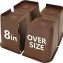 Bed Risers 8 inch Heavy Duty Dark Brown, 4 Pack Oversized Furniture Risers, Bed Lifts Risers for Table, Chair, Couch, Desk, Bed Frame Risers Supports Up to 6,500 Lbs