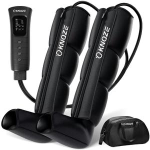 KNQZE Leg Massager for Circulation and Pain Relief, Air Compression Recovery System for Fast Leg Recovery, Reduce Muscle Fatigue, Swelling, Cramping, Gifts for Mom Dad Men Women (Black)