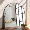 FORBATH Arched Mirror 40x32 Inch, Black Arched Bathroom Mirror Wall Mounted Modern Black Aluminum Frame Decor Large Dresser Mirror for Bedroom Living Room Entryway, Hanging or Leaning Against Wall