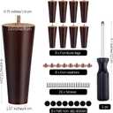 TURSTIN 8 Pieces Furniture Legs 6 Inches Round Solid Wood Furniture Feet with M8 T-Nuts Couch Legs Sofa Leg Replacement Leg for Armchair, Cabinet, Chair, Dresser or Home DIY Projects, Brown