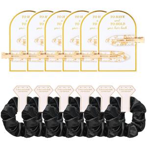 12 PCS Bridesmaid Proposal Gifts Bridesmaid Hair Clips Bridesmaid Scrunchies Bridal Shower Gifts Silk Satin Soft Hair Accessories Bridesmaid Wedding Favor Women Girls (Gold & Black)