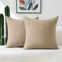 FUTEI Brown Decorative Throw Pillow Covers 20x20 Inch Set of 2,Soft Chenille Triangle Check Pattern Cushion Case,Modern Home Decor for Couch Bed Living Room