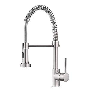 OWOFAN Kitchen Faucet with Pull Down Sprayer Industrial 1 Handle 1 Hole Or 3 Hole Faucet for Farmhouse Camper Laundry Utility Rv Wet Bar Sinks Stainless Steel Brushed Nickel