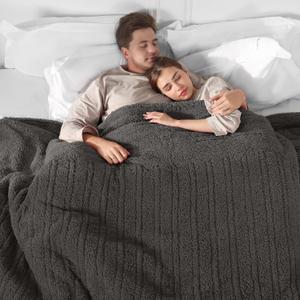 Queen Heated Blanket, Electric Blanket Dual Control with 5 Heating Levels & 10 Hours Auto Off, Ultra Soft Fuzzy Washable Heating Blanket Queen with ETL Certified, 84"x90", Dark Gray