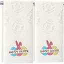 2 Pcs Easter Hand Towels for Bathroom Eggs Easter Bath Towels Beige 100% Cotton Jacquard Embroidered Decorative Gift Set Kitchen Decor Home Accessories