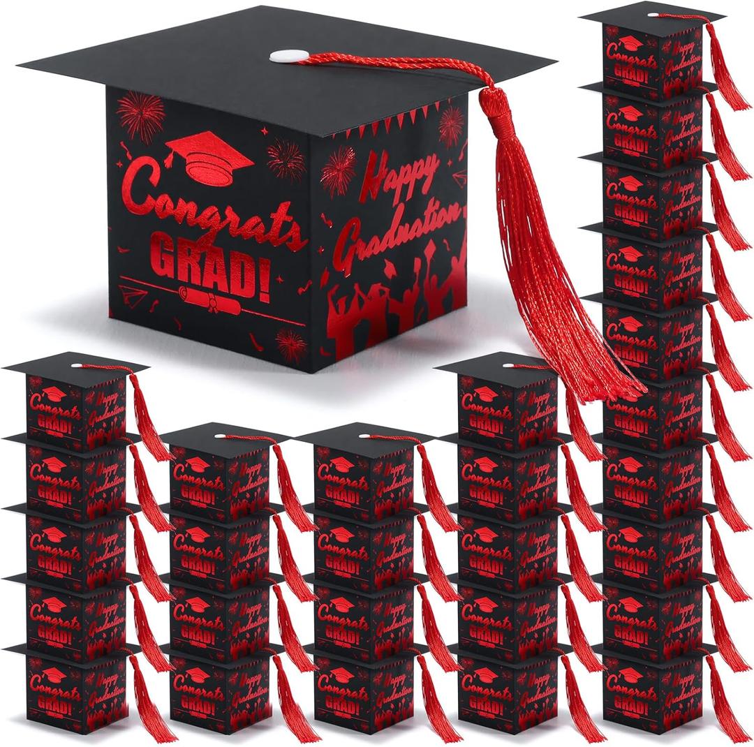 COTOPHER 36 Pack Mini Graduation Cap Gift Boxes with Tassel, Class of 2026 Graduation Candy Boxes Centerpieces for Tables Party Decorations, Small Treat Chocolate Box Graduate Favors Supplies