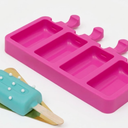 SILICONE CYLINDER POPSICLE MOLD - 4-COMPARTMENT, Pink