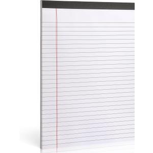 ZZTX Legal Pads 8.5 x 11 Inch White Writing Notepad, Lined Writing Pads for Work Office School, 50 Sheets Per Pad, A4, 1 Pack