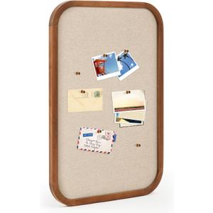 Wonderjune Vintage Framed PinBoard Linen Display Bulletin Board Large Cork Fabric Picture Photo Memo Pinboard Fancy Ornate Decorative Vision Board for Wall(Rectangle,20'' X 30'',Walnut), 30.7" x 20.5"