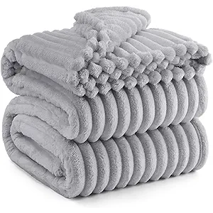 Bedsure GentleSoft Full Size Blanket for Bed - Cozy Soft Blankets for Womenn, Cute Large Fleece Throws for Girls, Light Grey, 84x90 Inches