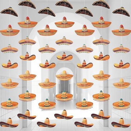 Moukeren 8 Pcs Mexican Fiesta Party Decorations Mexican Sombrero Party Decor Cinco De Mayo Paper Banner Sombreros Hat Garlands Mexico Fiesta Ceiling Hanging Decorations Baby Shower Birthday Supplies