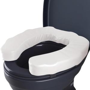 Toilet Seat Riser for Elderly, 2 Inches Elevated Toilet Seat Cushion for Seniors, Universal Fit  Raised Toilet Seat Pad, High-Density Foam, Fits Standard & Elongated Toilets, Waterproof Cover (White)