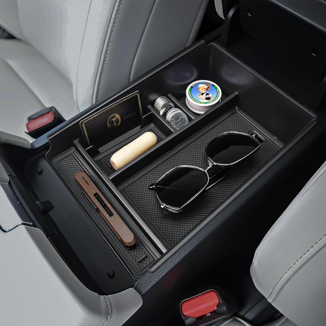 Center Console Organizer Compatible with 2025 2026 Nissan Murano SV/SL/Platinum Accessories, Custom-fit Armrest Storage Box Double-Layer Insert Tray Secondary Compartment Coin Holder ABS