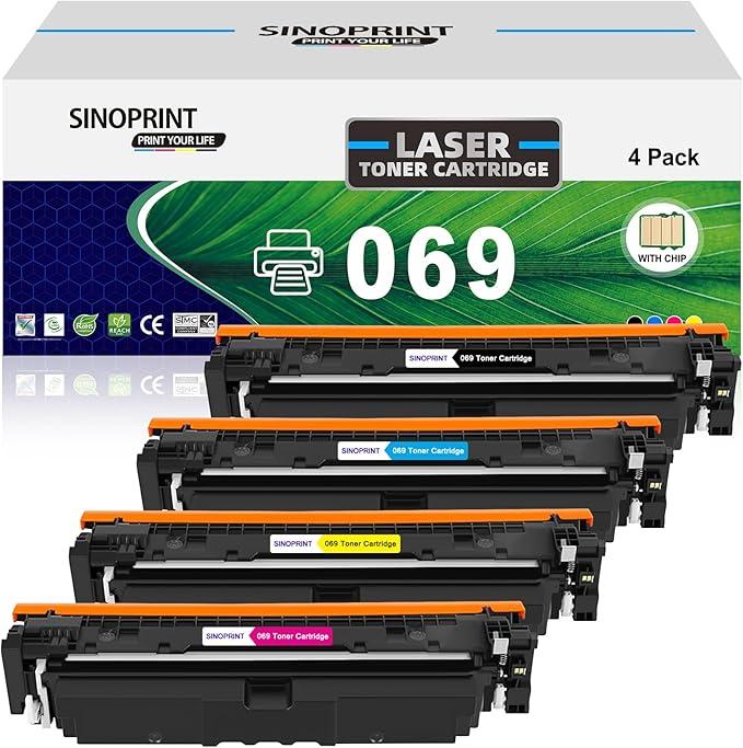 SINOPRINT 069 069H Toner Cartridge Replacement Compatible for Canon 069 for Canon imageCLASS MF753Cdw MF751Cdw LBP674Cdw Printer Ink(Black Cyan Yellow Magenta 4-Pack)