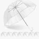 Clear Wedding Umbrellas Bulk, High-Visibility Transparent Rain Umbrella, Firm and Durable, Easy Operation, Large Clear Umbrella for Wedding Bride Groom Photography Golf Outdoor, 8 piece