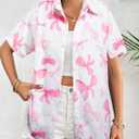 Hawaiian Shirts for Women Soft Cool Summer Hawaiian Shirt Floral Tropic Print Tees V Neck Button Up Short Sleeve Top (L)