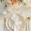 LIYH 24 Pcs Plastic Plates Reusable,Unbreakable Dinner Plates, Scalloped Plastic Plates, Dishwasher Safe,Ivory Plate Sets Perfect for Parties, Birthday, Picnics, BPA Free(12Guests)