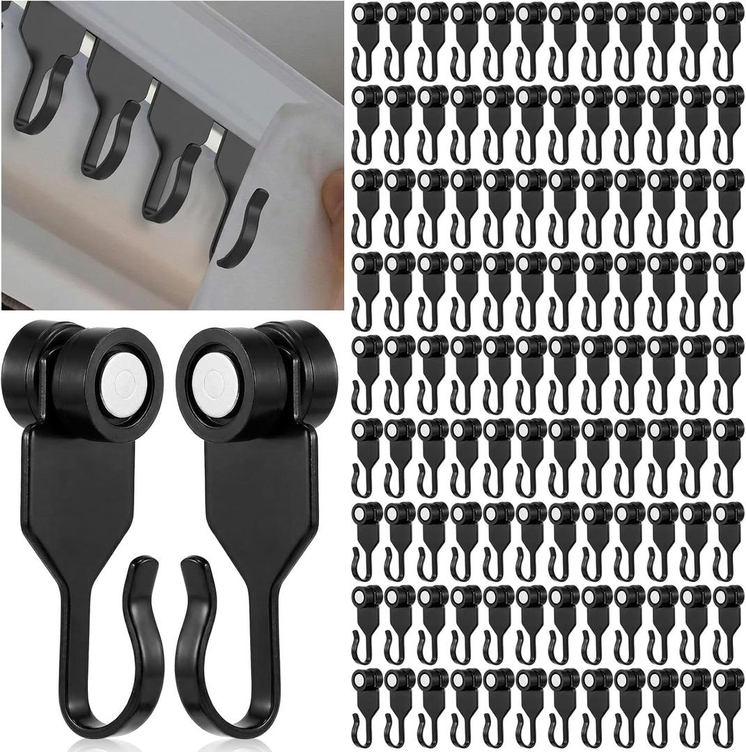 AceOrbit 100 Pcs Gazebo Curtain Hooks Summer Heavy Duty Metal Slide Curtain Track Hooks Plastic Wheel Mosquito Netting Ceiling Gazebo Accessories for Outdoor Garden Awning Canopy Wall Divider