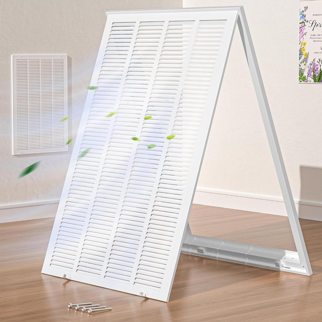 Fits 20x30 Duct Opening, Hon Guan Steel Return Air Grille with Removable Door, HVAC Vent Cover Grill for Home Ceiling or Wall, Compatible with 1 Inch Filters, External Dimensions: 22.4"W X 32.9"H