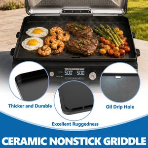 Non-Stick Griddle Plate for Ninja GX101 Sizzle Pro XL Indoor Grill | 20 inch PFOA-free Ceramic Non-stick Grill Plate for Ninja Smokeless Sizzle Pro XL GX101 Indoor Griddle Attachment Accessories