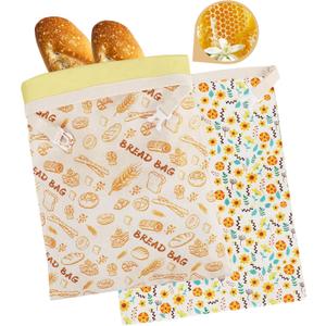 2-Pack Reusable Beeswax Bread Bags - Large 17x13 Inch for Sourdough & Homemade Bread Storage | All-Natural Beeswax Preservation, Eco-Friendly Cotton Food Bags - Easy to Clean & Daily Use