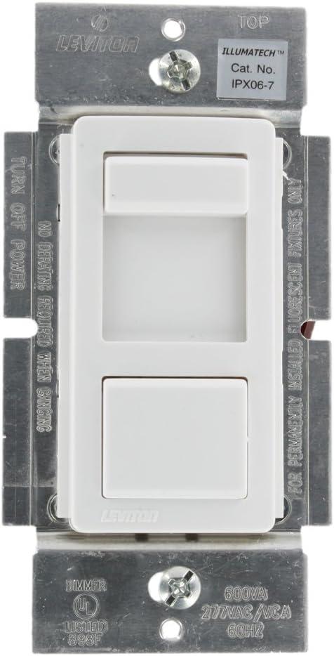 Leviton IllumaTech Dimmer Switch for Fluorescent Mark 10 Ballasts, IPX06-70Z, White (Image)