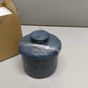 Ceramic Butter Crock, French Butter Keeper, Butter Crock for Counter with Water (Vintage Blue)