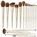 LORYP Makeup Brushes Set Labeled 18 Piece Face and Eye Brush Set Ultra soft hair Foundation, Concealer, Blush, Contour, Blending, Eyeshadow Khaki Brush kit