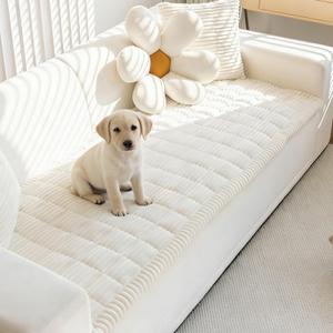 Mivnue Pet Couch Cover, Couch Covers for Dogs, Washable Dog Sofa Covers Couch Protector, Fuzzy Non Slip Couch Slipcover Pet Friendly (White, 27.6" x 82.7")