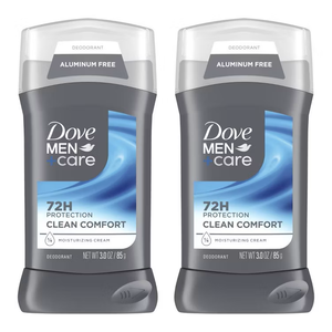 DOVE MEN + CARE Deodorant Stick for Men Clean Comfort 4 Count Aluminum Free 72-Hour Odor Protection Mens Deodorant with 1/4 Moisturizing Cream 3 oz (Pack of 2)
