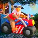 DomKom 6 FT Patriotic Independence Day 4th of July Memorial Day Inflatable Outdoor Decoration, Bald Eagle Sitting on Motorcycle, LED Lights Holiday Blow Up for Fourth of July Party Garden Yard Lawn, Large